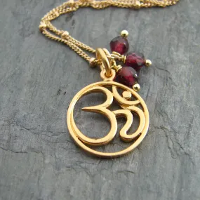 ॐ OM Garnet Necklace | Harmony Love | Yoga Jewelry