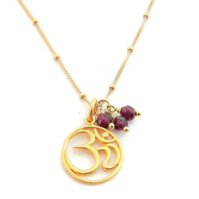 ॐ OM Garnet Necklace | Harmony Love | Yoga Jewelry