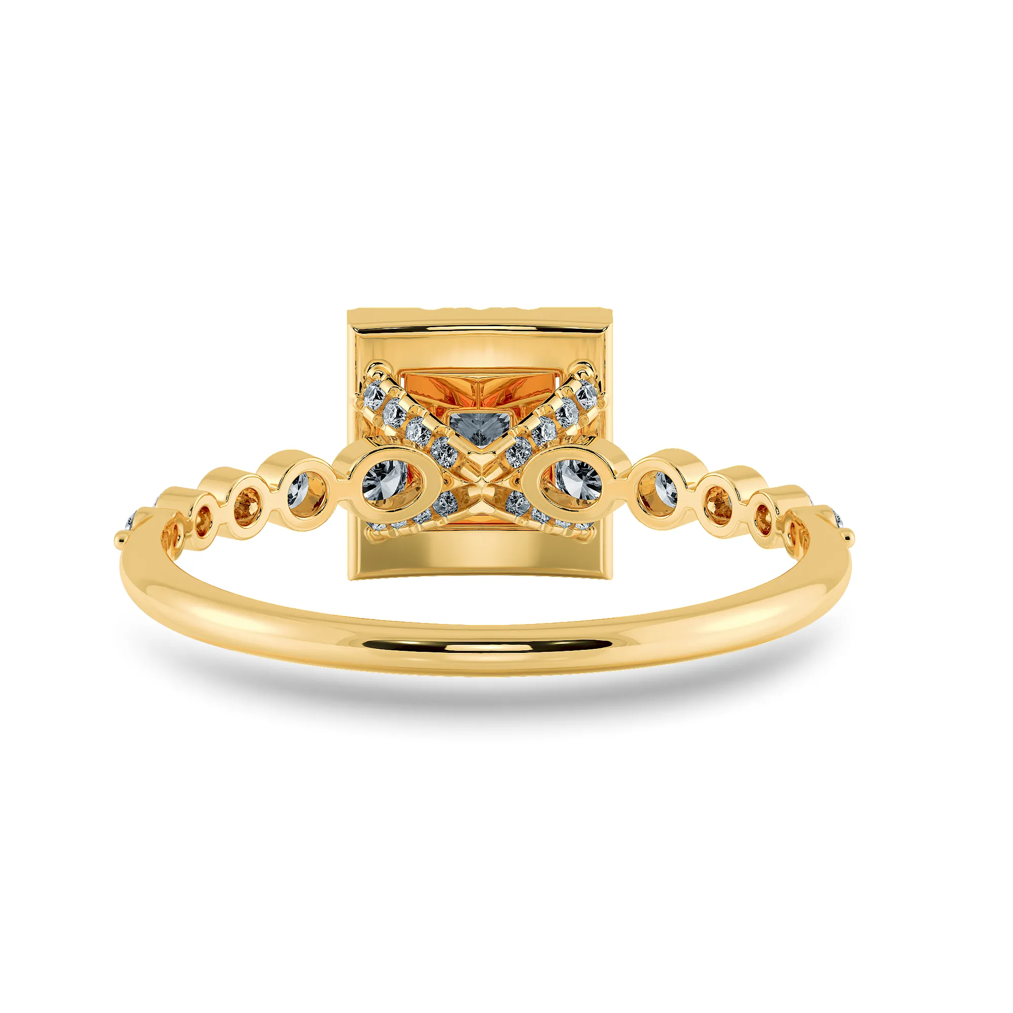 0.20cts. Princess Cut Solitaire Halo Diamond Accents 18K Yellow Gold Ring JL AU 2003Y-C