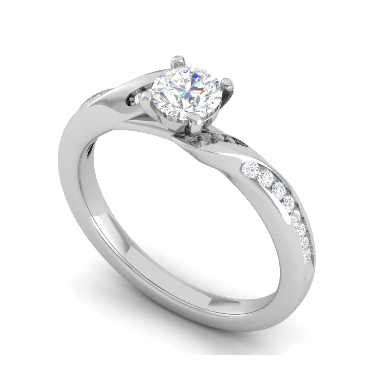 0.25 cts Solitaire Diamond Shank Platinum Ring for Women JL PT RV RD 122