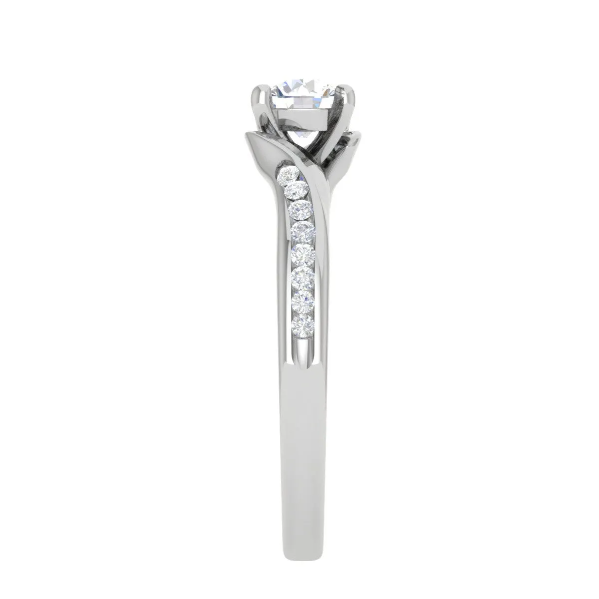 0.25 cts Solitaire Diamond Shank Platinum Ring for Women JL PT RV RD 122