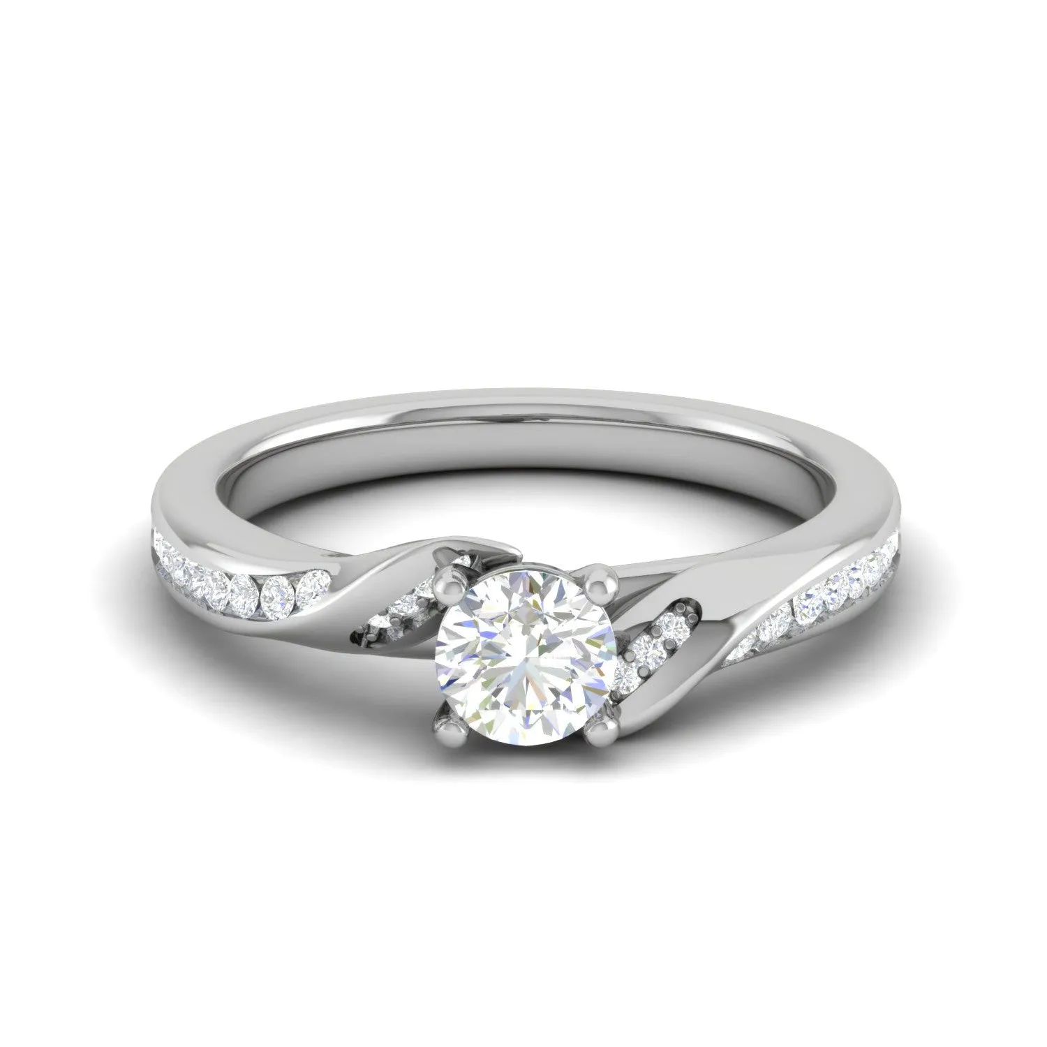 0.25 cts Solitaire Diamond Shank Platinum Ring for Women JL PT RV RD 122