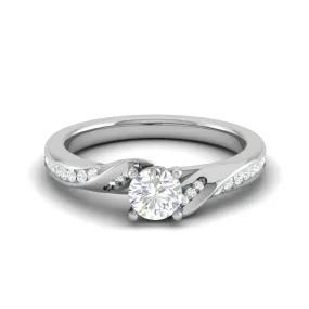 0.25 cts Solitaire Diamond Shank Platinum Ring for Women JL PT RV RD 122