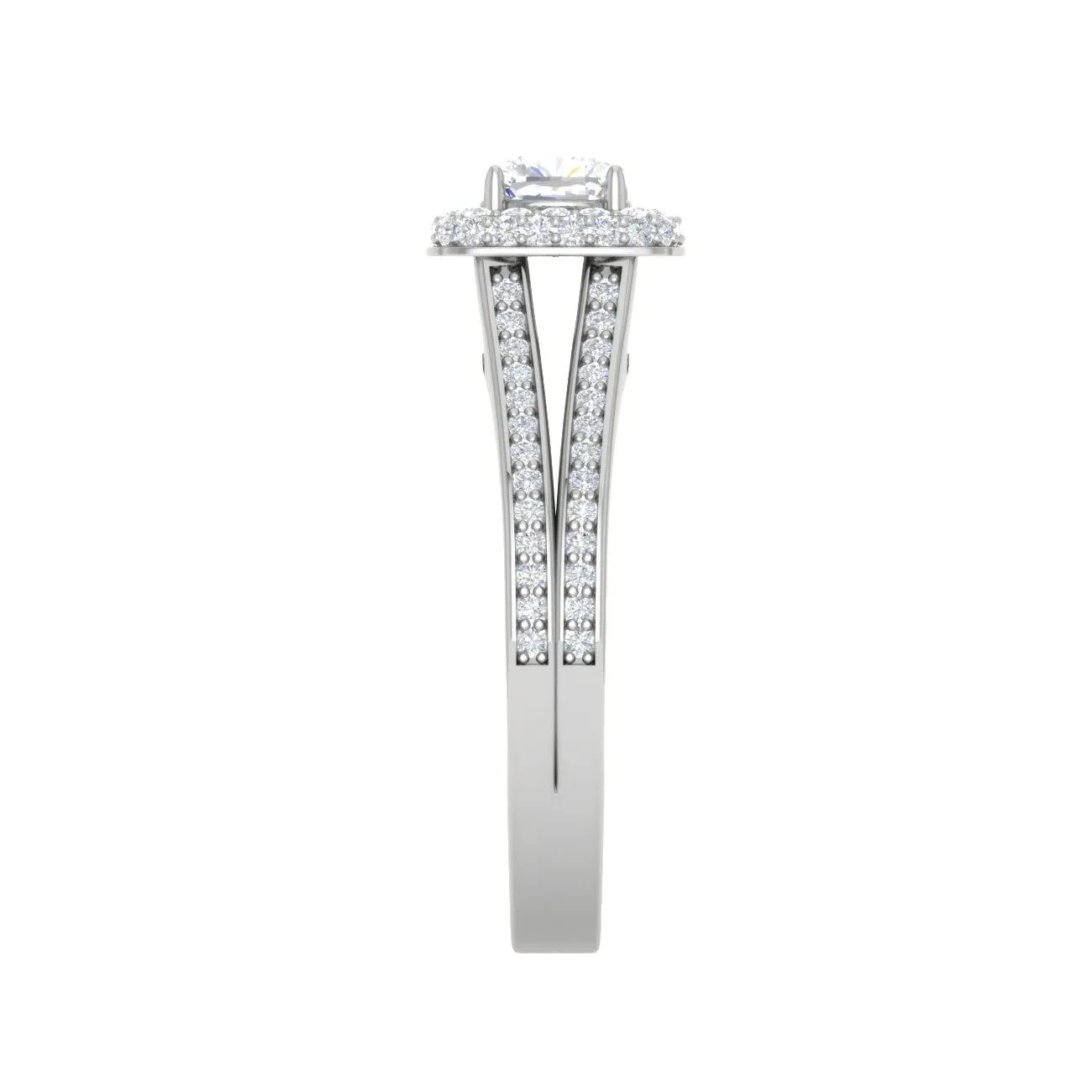 0.30 cts. Cushion Solitaire Double Halo Split Shank Platinum Ring JL PT RH CU 252