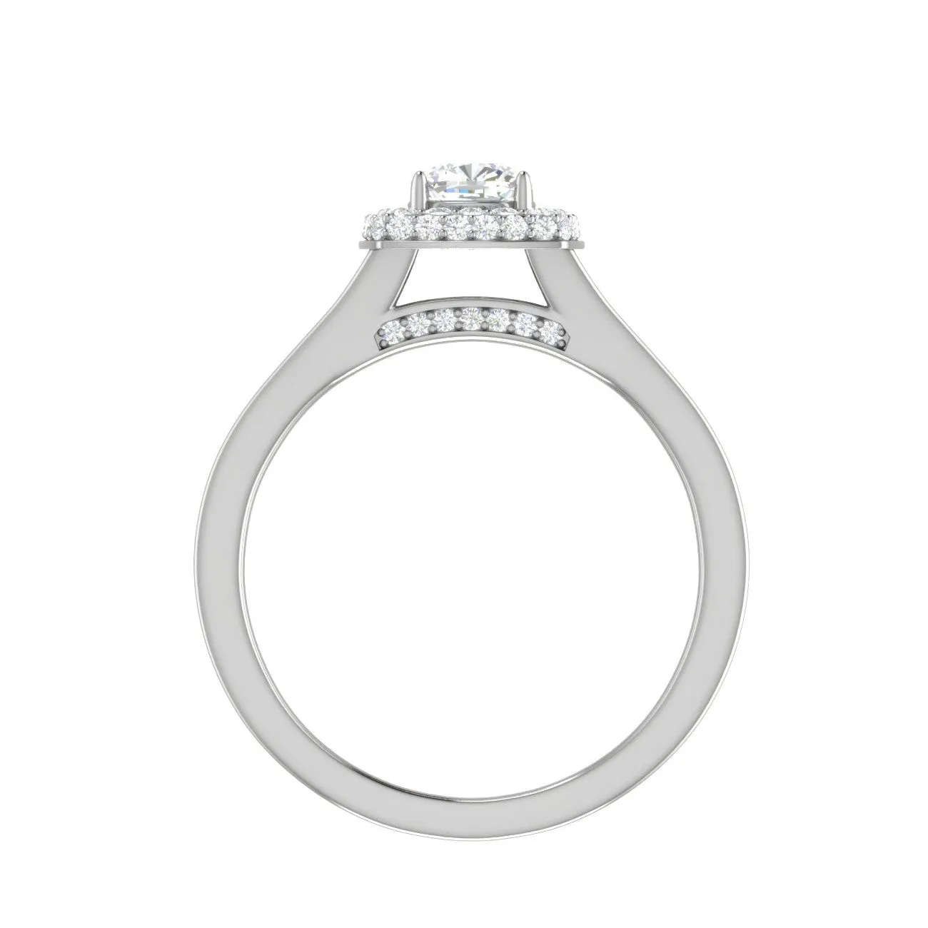 0.30 cts. Cushion Solitaire Double Halo Split Shank Platinum Ring JL PT RH CU 252