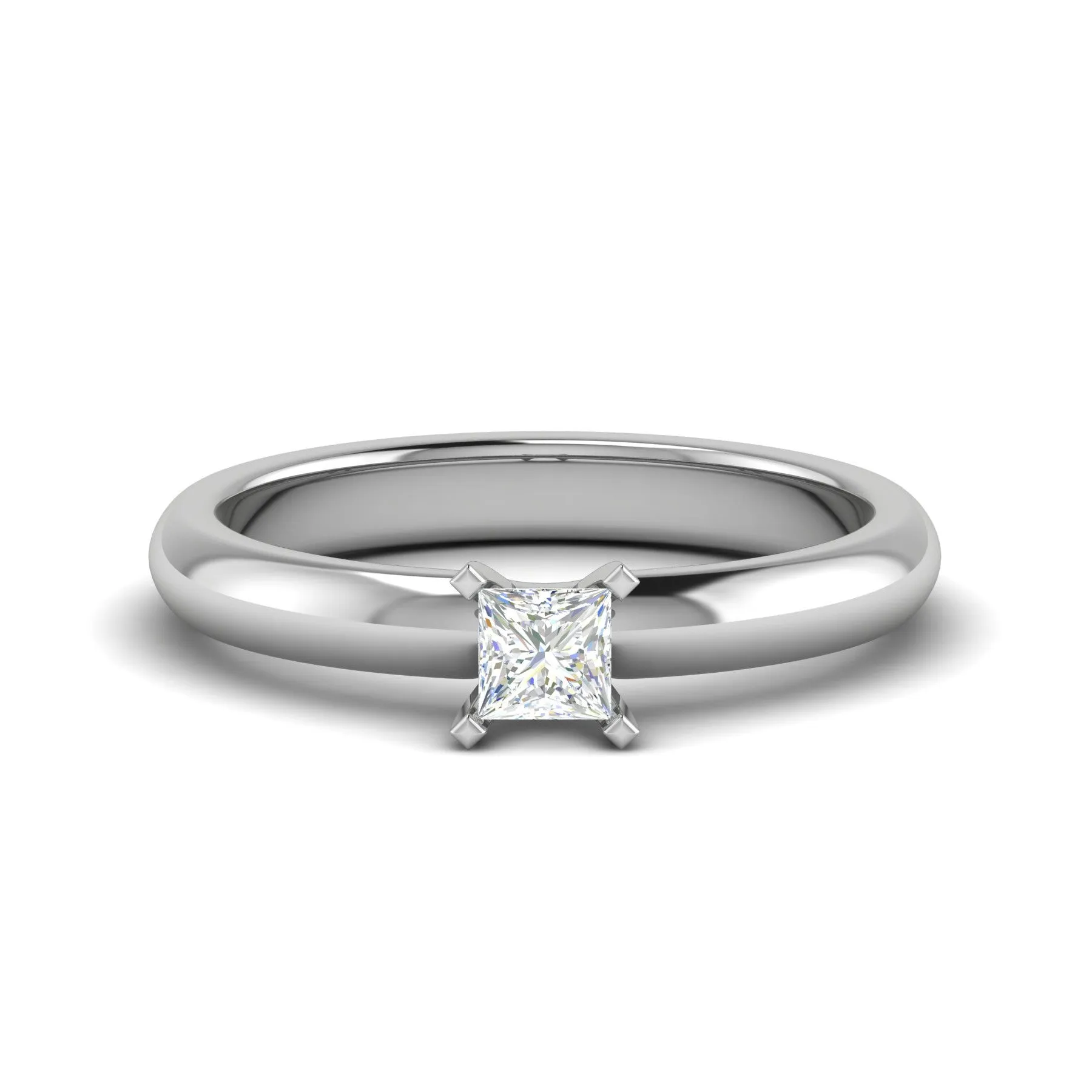 0.30 cts Princess Cut Solitaire Platinum Ring JL PT RS PR 123