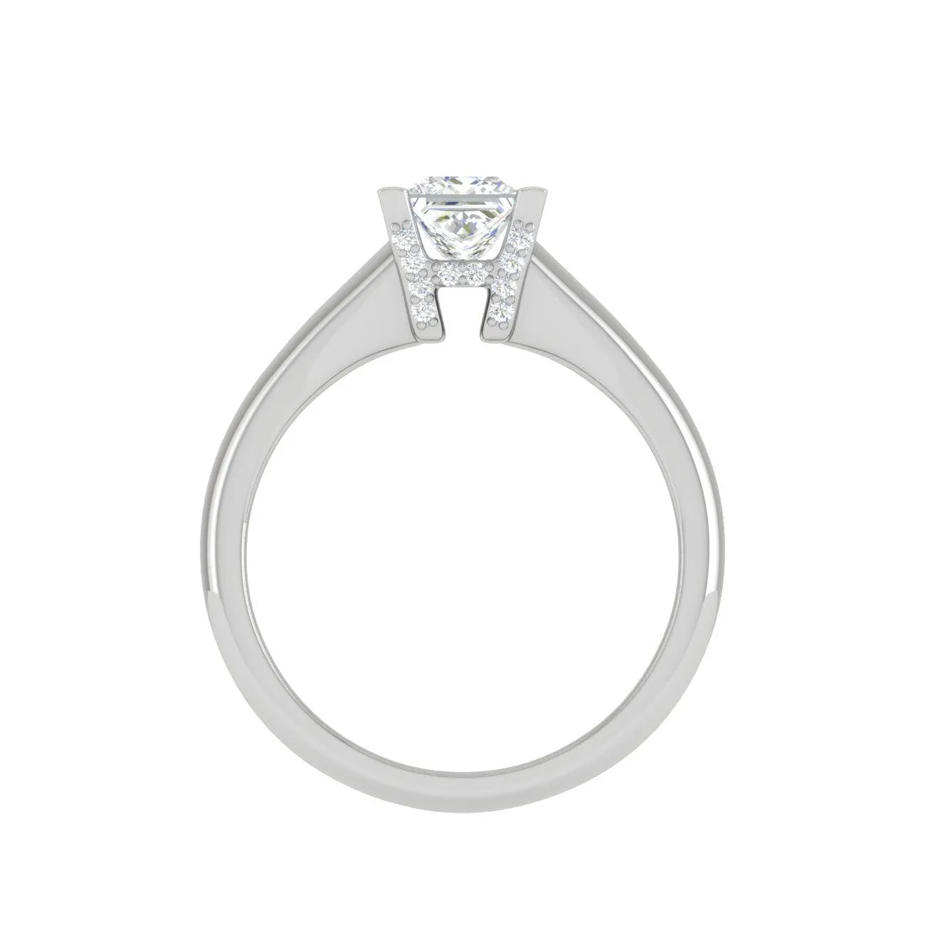 0.30 cts. Princess Cut Solitaire Shank Platinum Diamond Engagement Ring JL PT MHD267EG