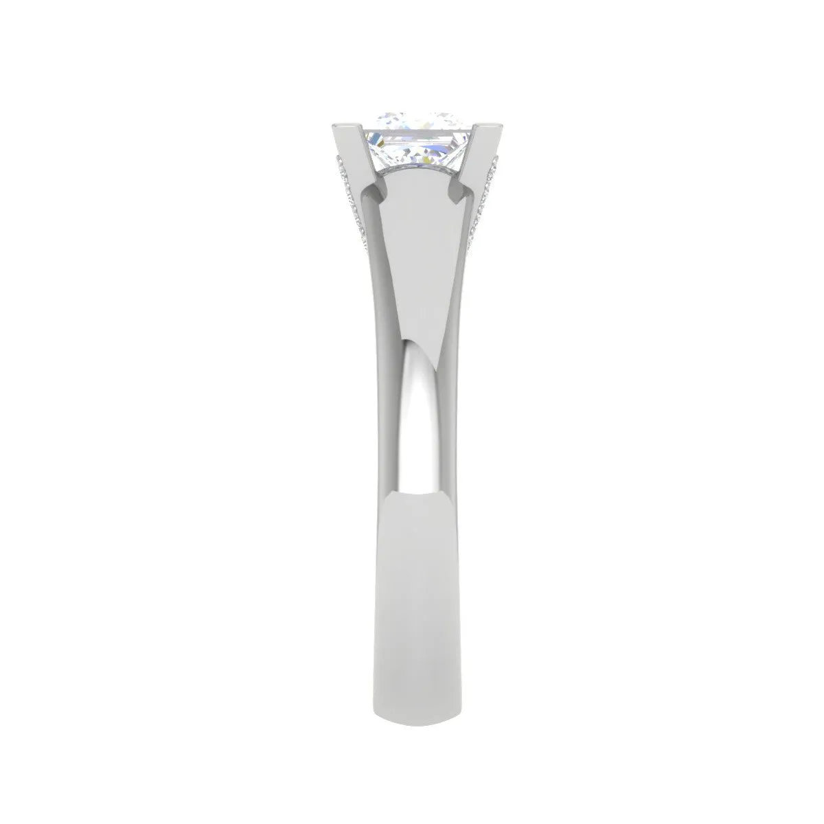 0.30 cts. Princess Cut Solitaire Shank Platinum Diamond Engagement Ring JL PT MHD267EG