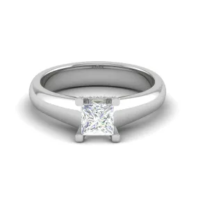 0.30 cts. Princess Cut Solitaire Shank Platinum Diamond Engagement Ring JL PT MHD267EG