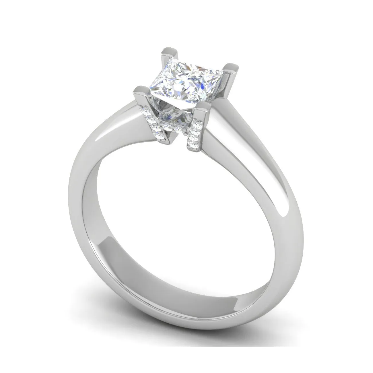0.30 cts. Princess Cut Solitaire Shank Platinum Diamond Engagement Ring JL PT MHD267EG