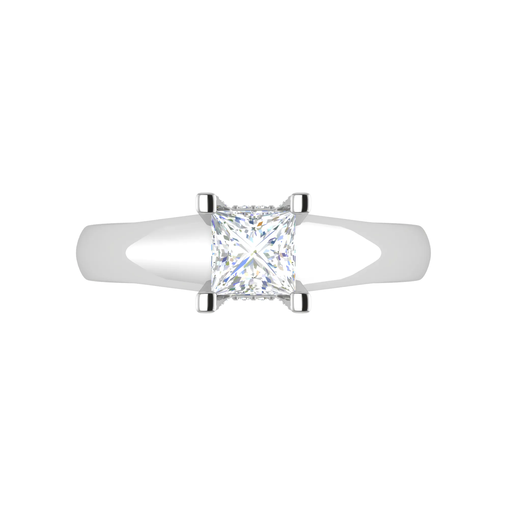 0.30 cts. Princess Cut Solitaire Shank Platinum Diamond Engagement Ring JL PT MHD267EG