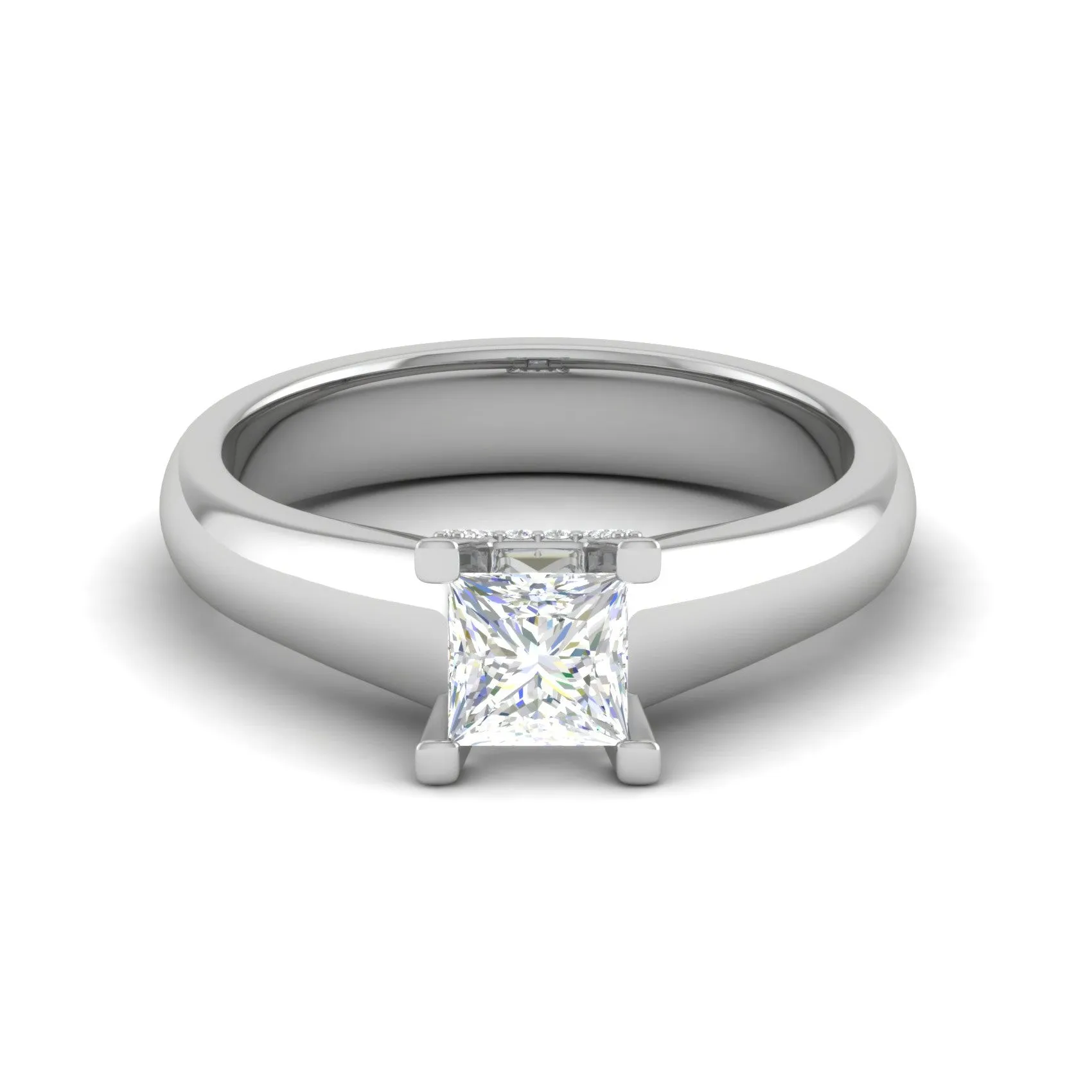 0.30 cts. Princess Cut Solitaire Shank Platinum Diamond Engagement Ring JL PT MHD267EG