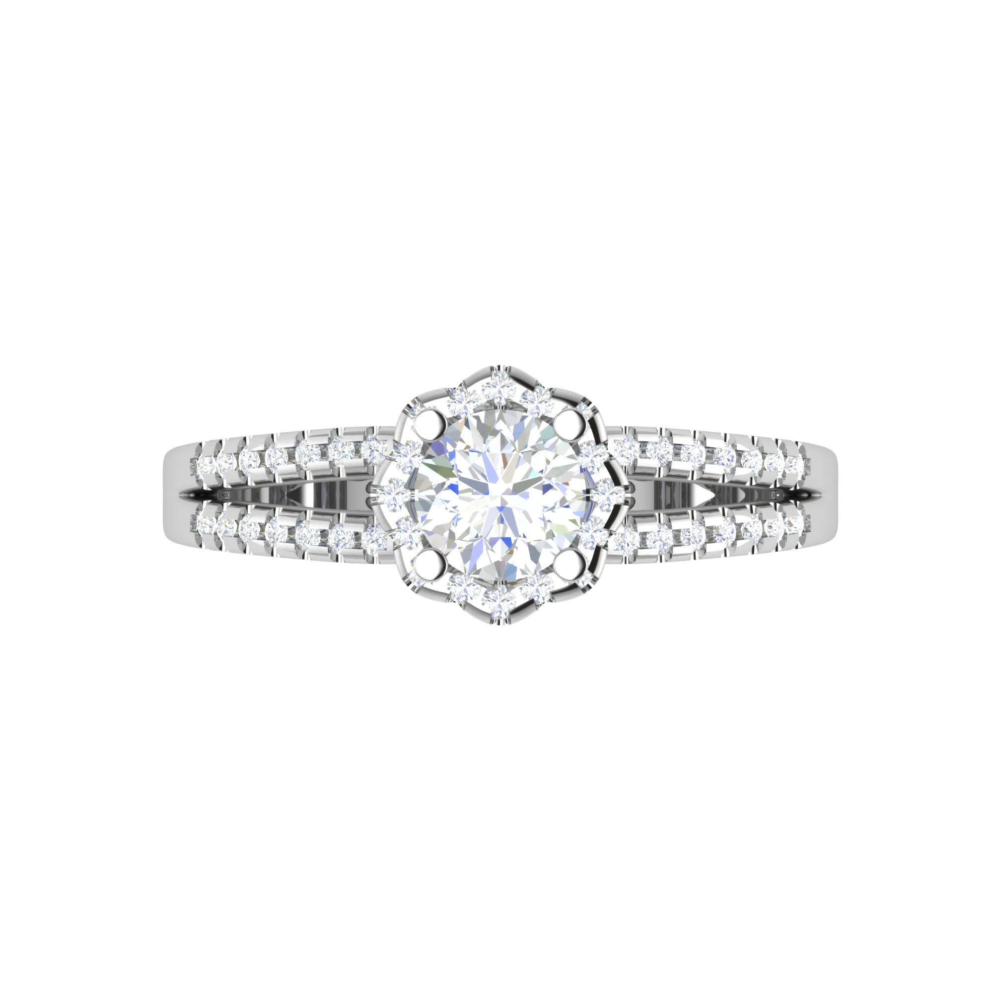 0.30 cts. Solitaire Halo Diamond Split Shank Platinum Engagement Ring  for Women JL PT WB6017