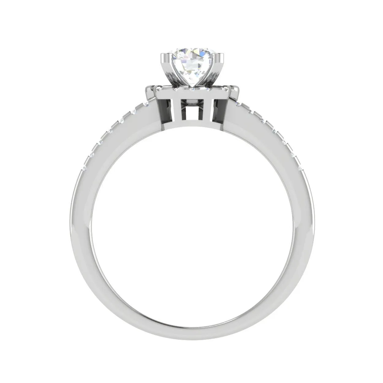0.30 cts. Solitaire Halo Diamond Split Shank Platinum Engagement Ring  for Women JL PT WB6017