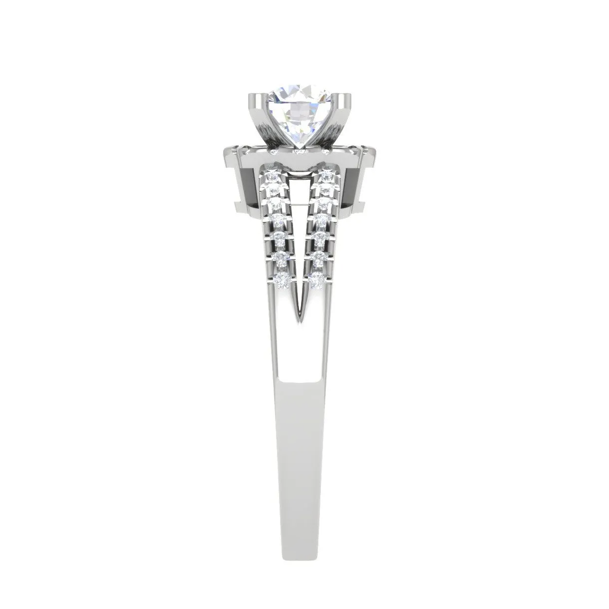 0.30 cts. Solitaire Halo Diamond Split Shank Platinum Engagement Ring  for Women JL PT WB6017