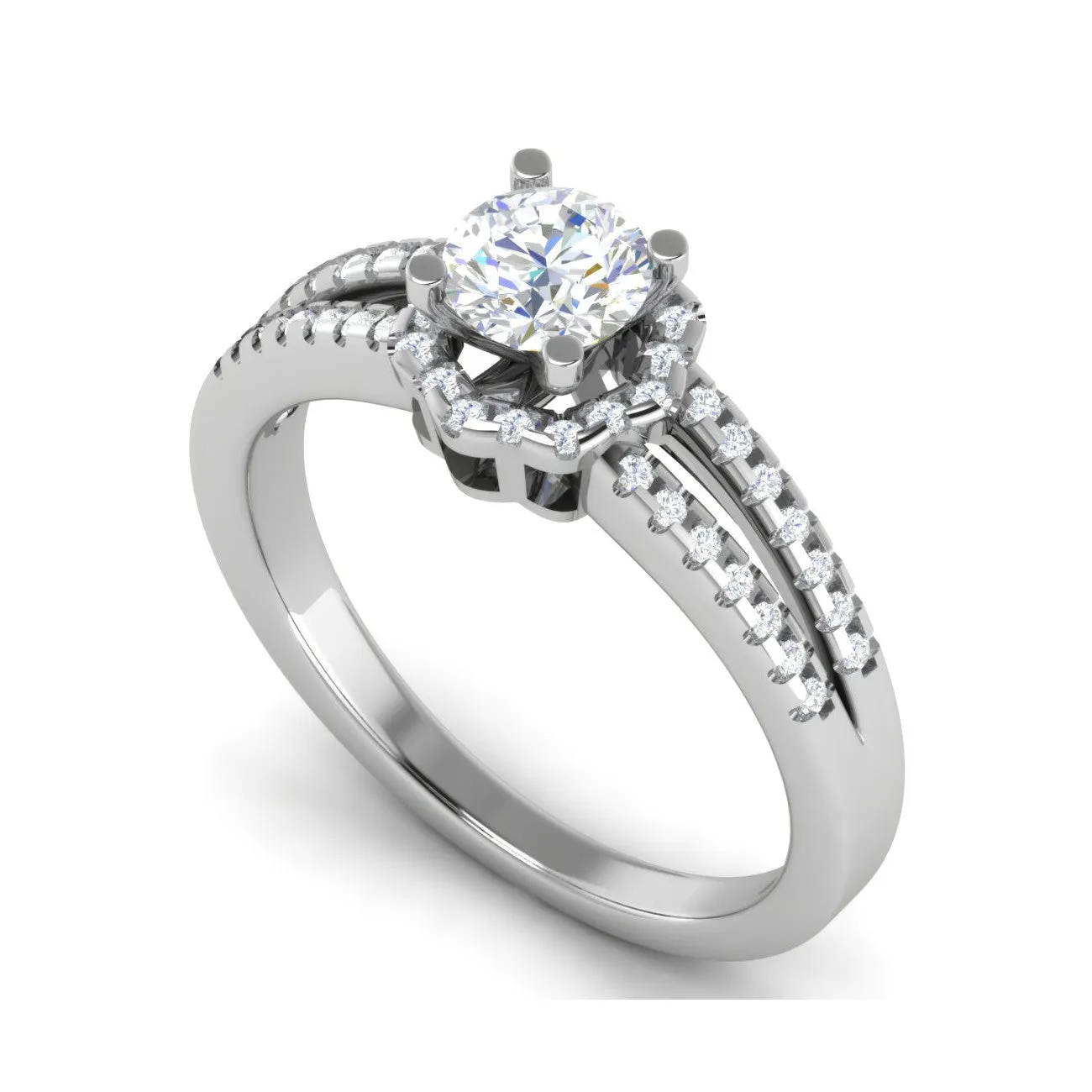 0.30 cts. Solitaire Halo Diamond Split Shank Platinum Engagement Ring  for Women JL PT WB6017