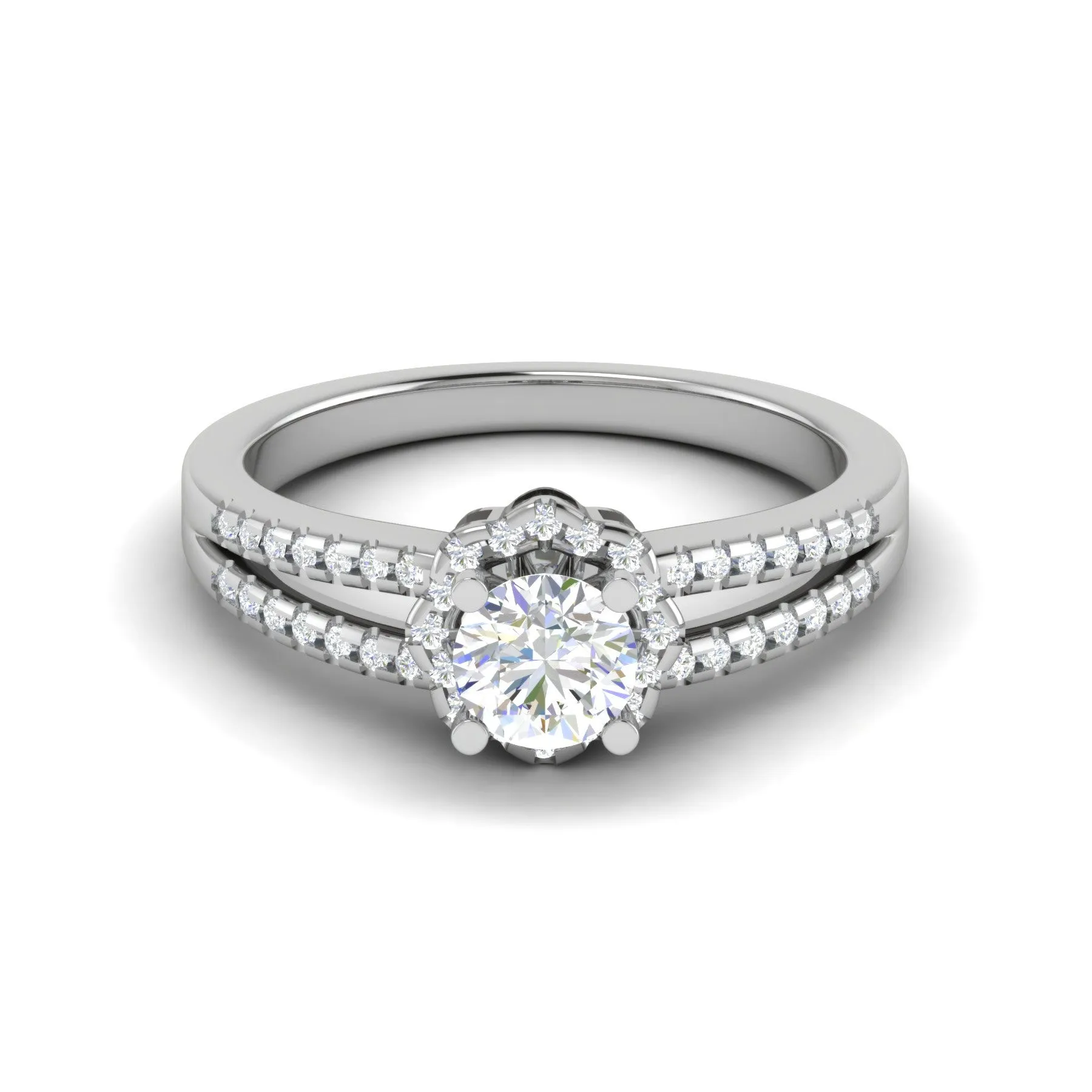 0.30 cts. Solitaire Halo Diamond Split Shank Platinum Engagement Ring  for Women JL PT WB6017