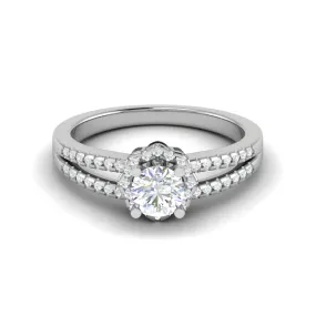 0.30 cts. Solitaire Halo Diamond Split Shank Platinum Engagement Ring  for Women JL PT WB6017