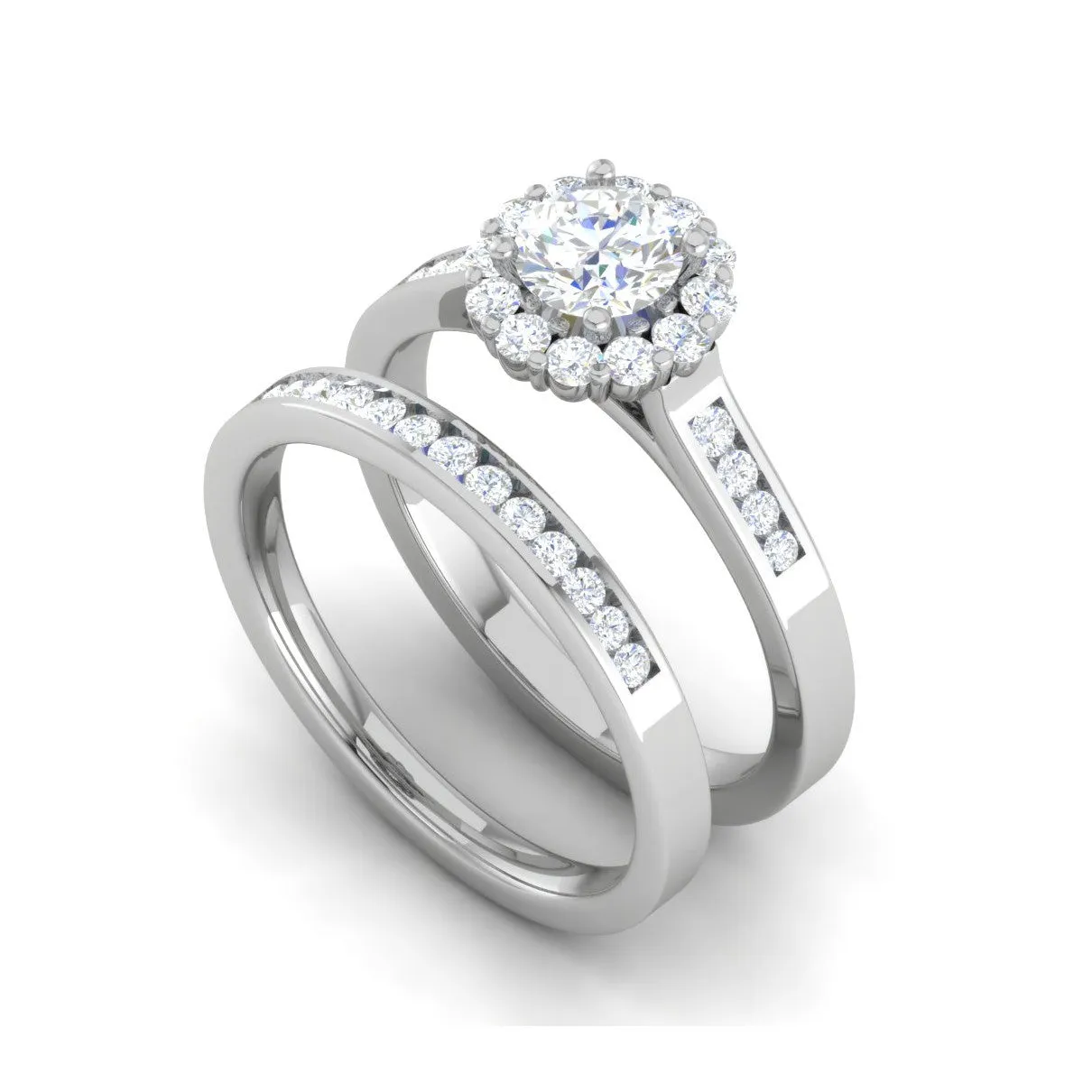 0.30 cts Solitaire Halo Diamond Split Shank Platinum Ring JL PT RH RD 302