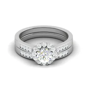 0.30 cts Solitaire Halo Diamond Split Shank Platinum Ring JL PT RH RD 302