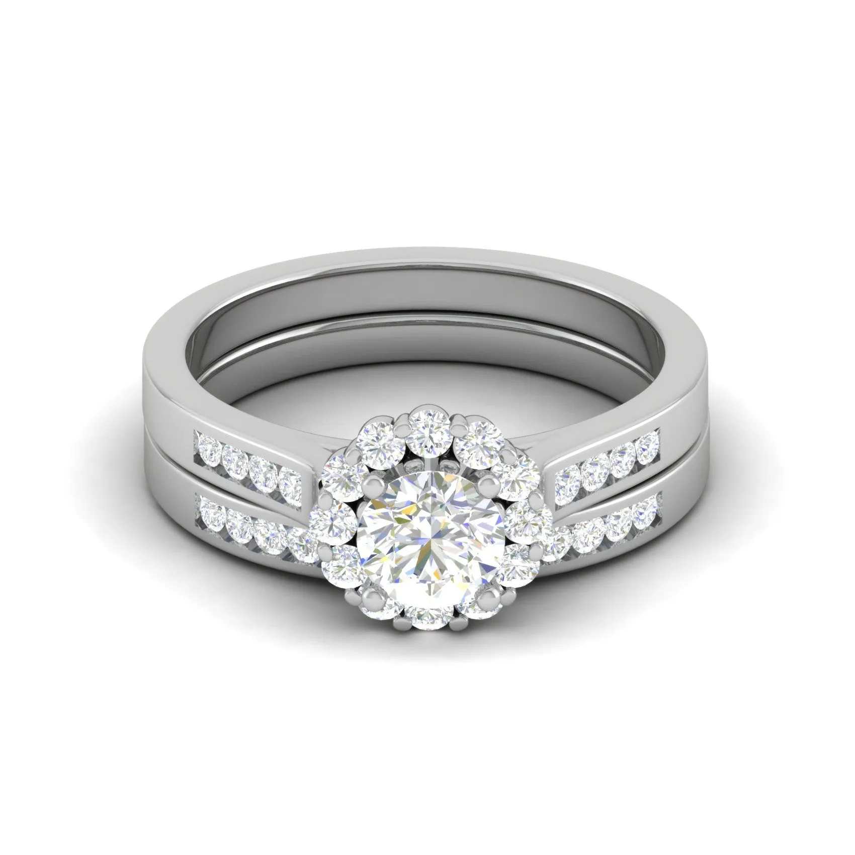 0.30 cts Solitaire Halo Diamond Split Shank Platinum Ring JL PT RH RD 302
