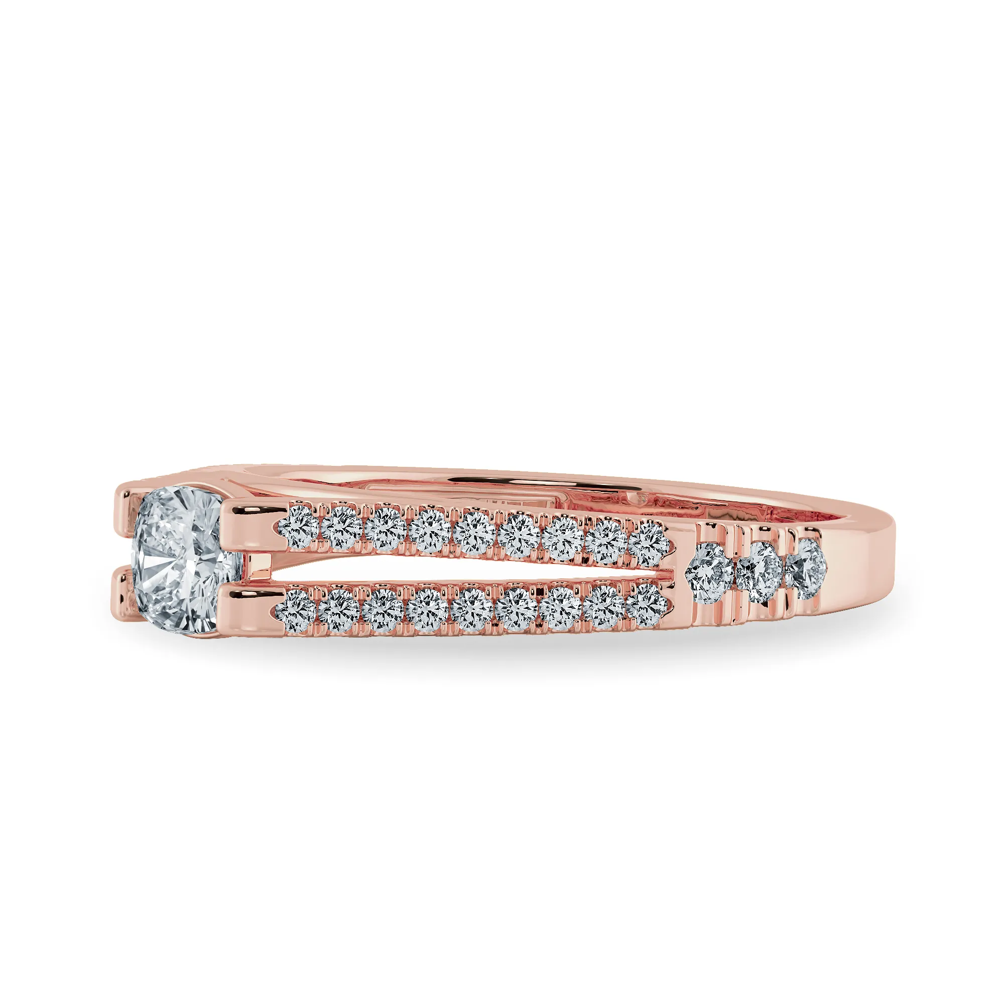 0.30cts. Cushion Cut Solitaire Diamond Split Shank 18K Rose Gold Ring JL AU 1179R