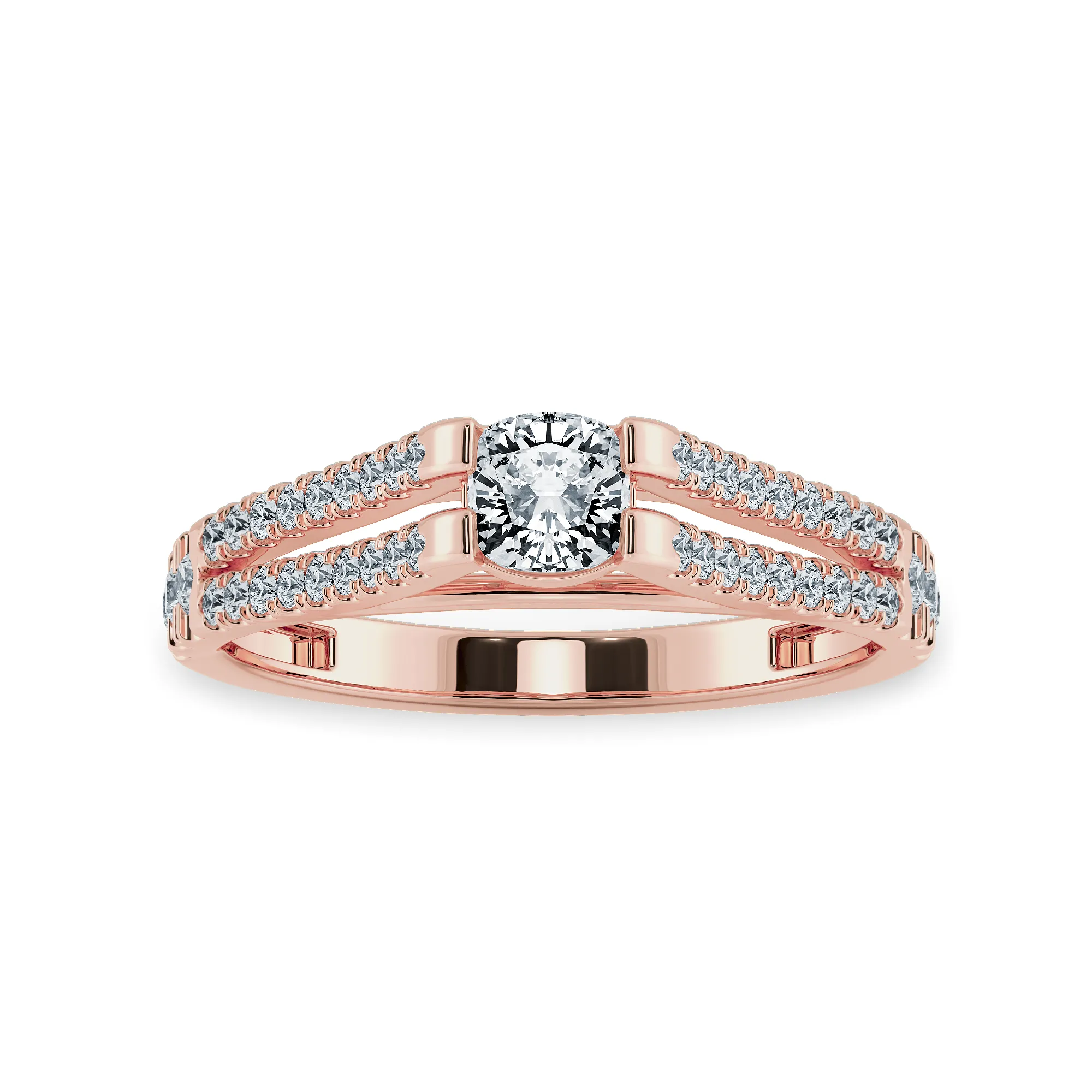 0.30cts. Cushion Cut Solitaire Diamond Split Shank 18K Rose Gold Ring JL AU 1179R