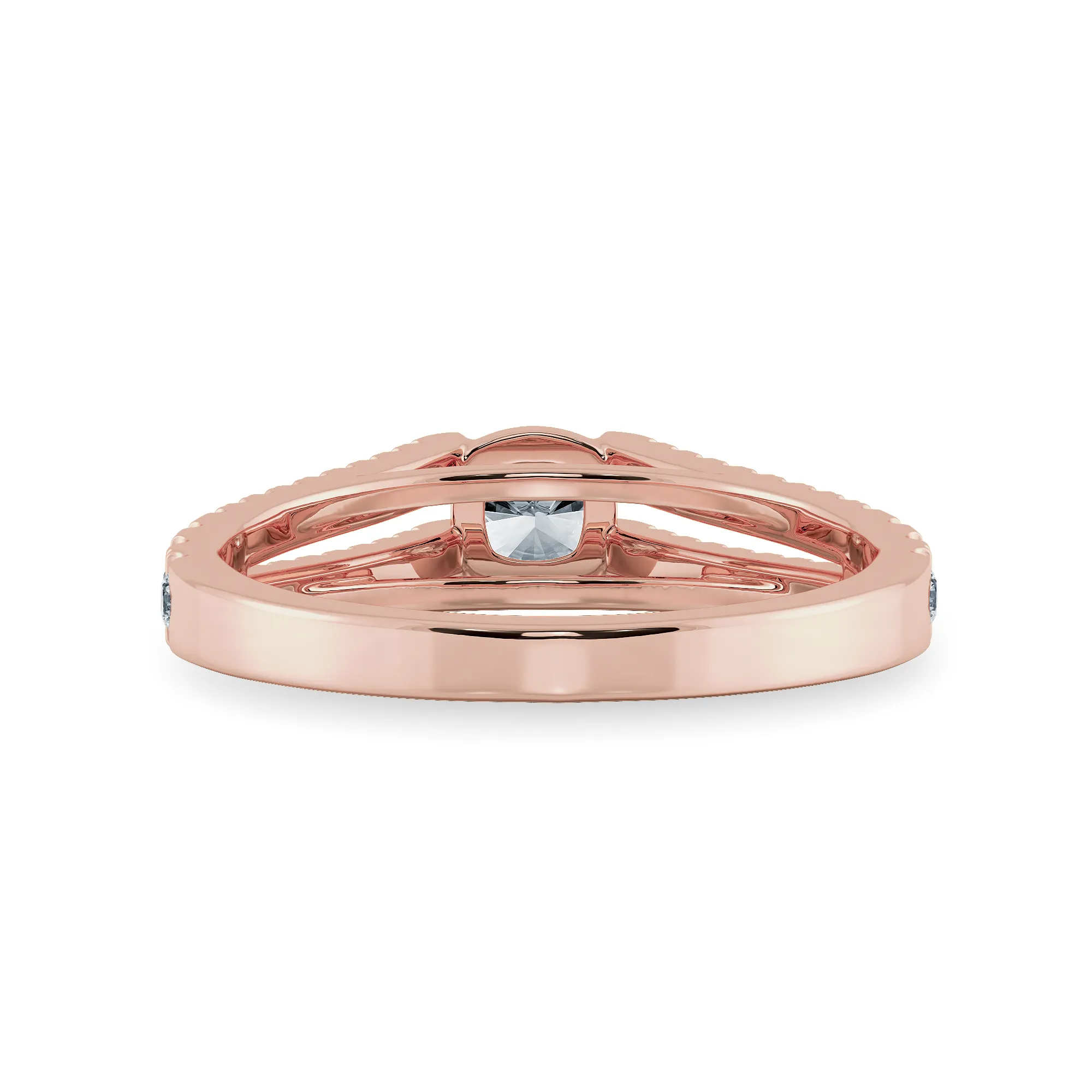 0.30cts. Cushion Cut Solitaire Diamond Split Shank 18K Rose Gold Ring JL AU 1179R