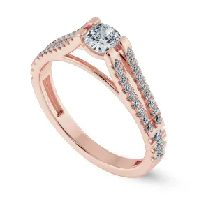 0.30cts. Cushion Cut Solitaire Diamond Split Shank 18K Rose Gold Ring JL AU 1179R
