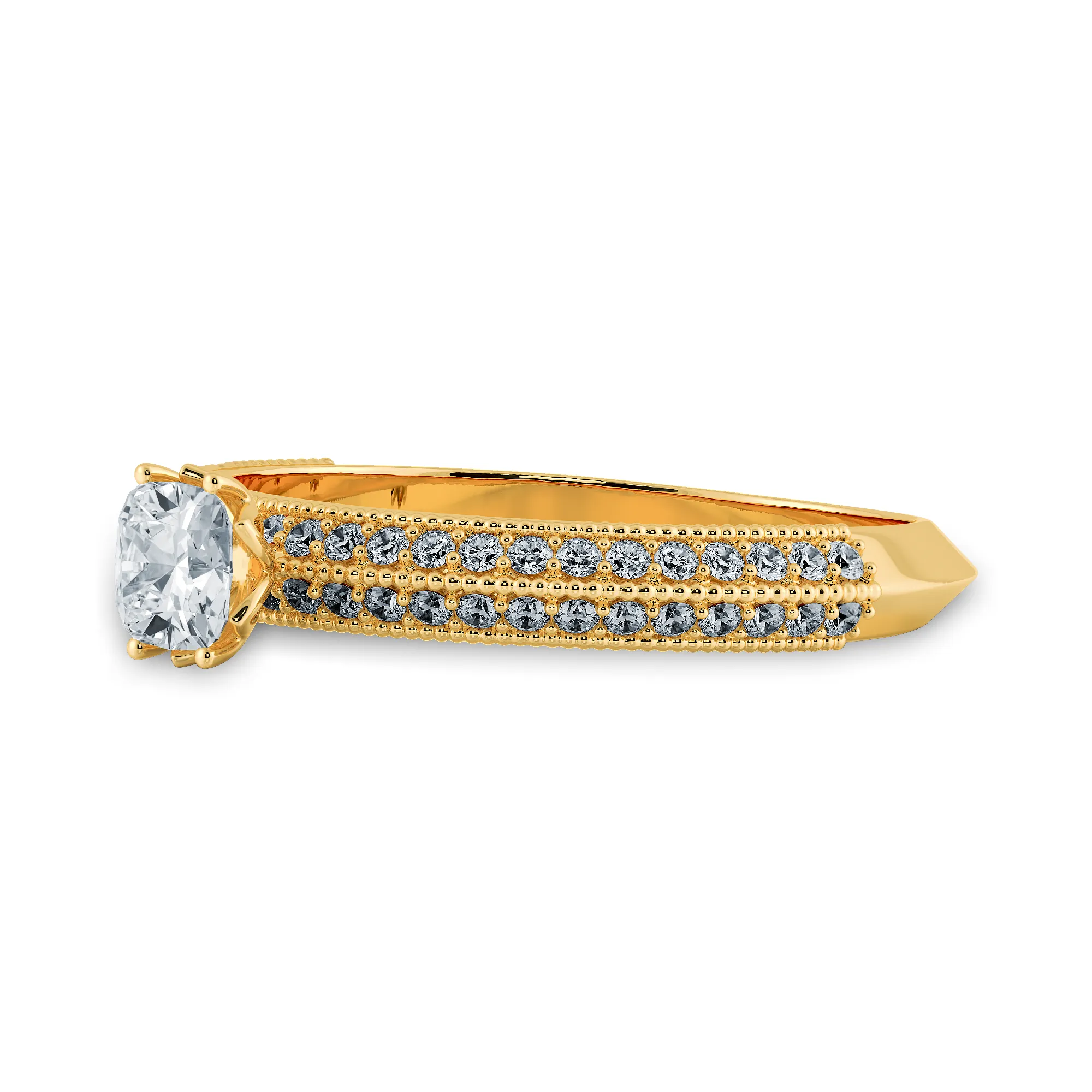 0.30cts. Cushion Cut Solitaire Diamond Split Shank 18K Yellow Gold Ring JL AU 1187Y