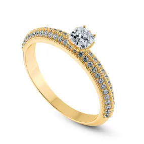 0.30cts. Cushion Cut Solitaire Diamond Split Shank 18K Yellow Gold Ring JL AU 1187Y