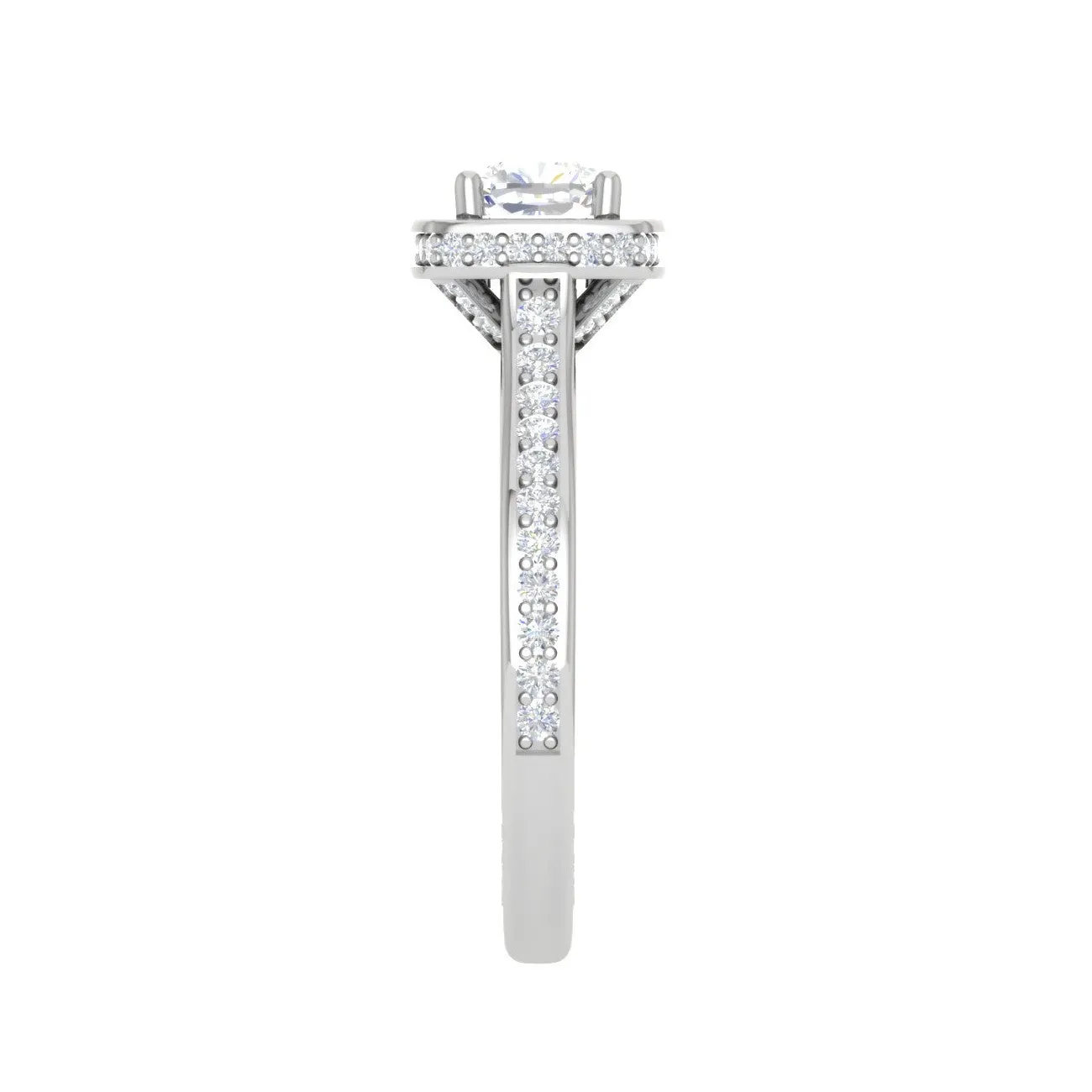 0.30cts. Cushion Solitaire Double Halo Diamond Split Shank Platinum Ring JL PT RH CU 158