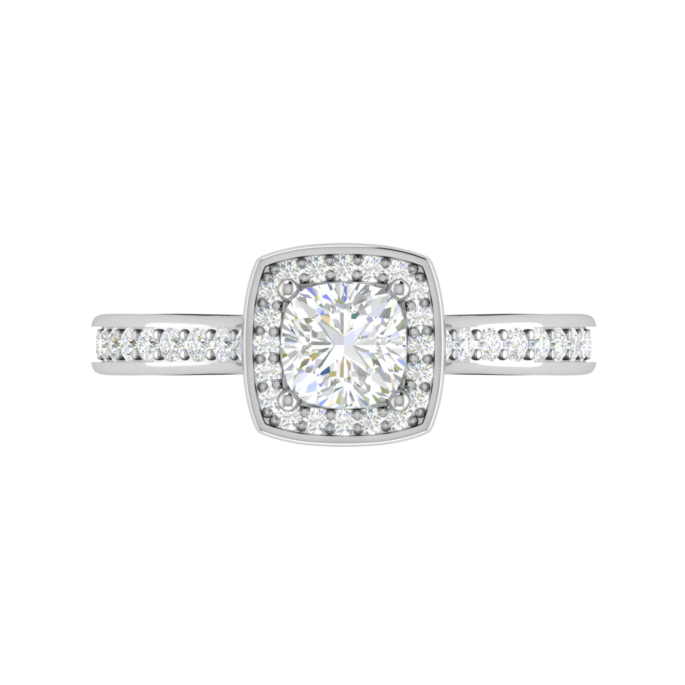 0.30cts. Cushion Solitaire Double Halo Diamond Split Shank Platinum Ring JL PT RH CU 158
