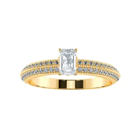 0.30cts. Emerald Cut Solitaire Diamond Split Shank 18K Yellow Gold Ring JL AU 1188Y