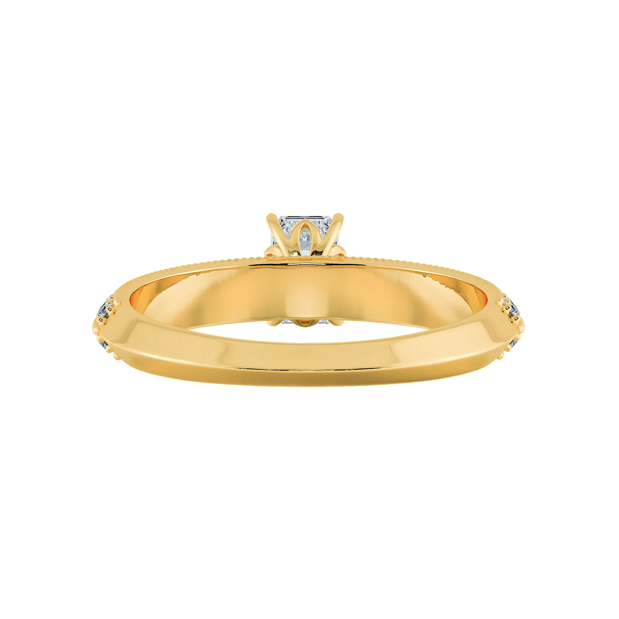 0.30cts. Emerald Cut Solitaire Diamond Split Shank 18K Yellow Gold Ring JL AU 1188Y