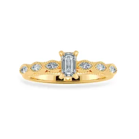 0.30cts. Emerald Cut Solitaire with Marquise Cut Diamond Accents 18K Yellow Gold Ring JL AU 2015Y