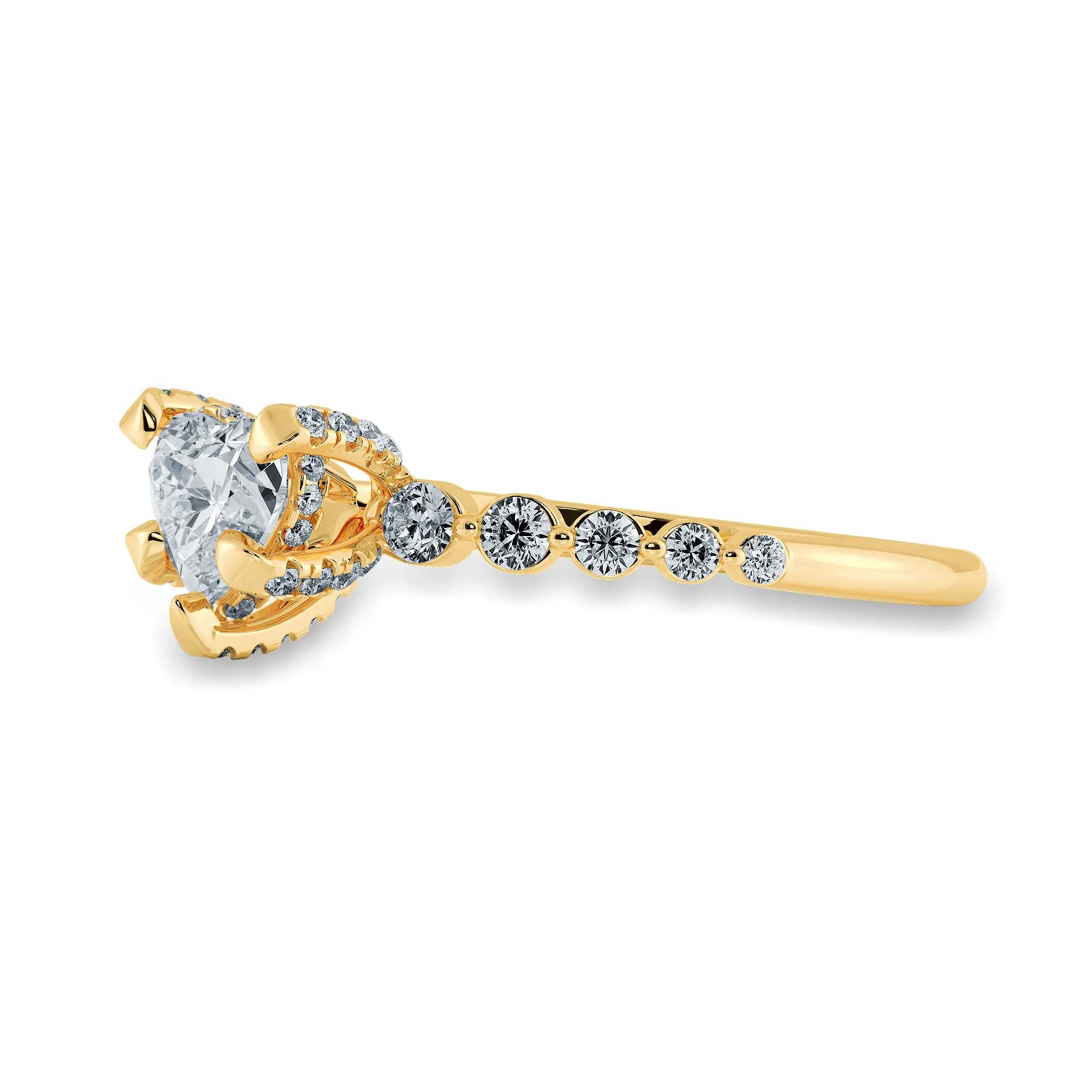 0.30cts. Heart Cut Solitaire Halo Diamond Accents 18K Yellow Gold Ring JL AU 2007Y