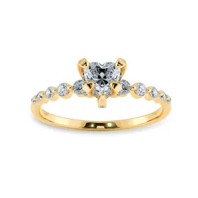 0.30cts. Heart Cut Solitaire Halo Diamond Accents 18K Yellow Gold Ring JL AU 2007Y