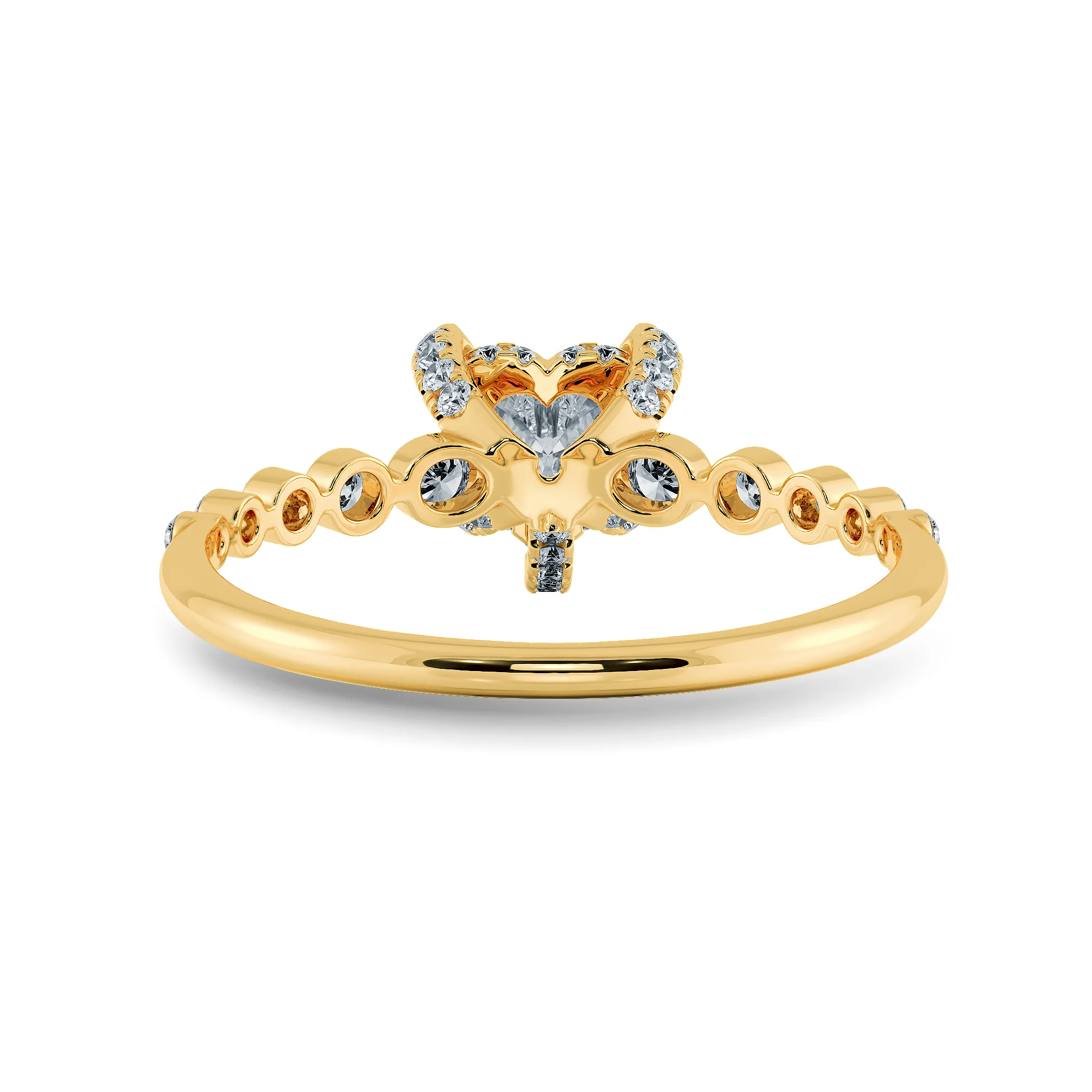 0.30cts. Heart Cut Solitaire Halo Diamond Accents 18K Yellow Gold Ring JL AU 2007Y