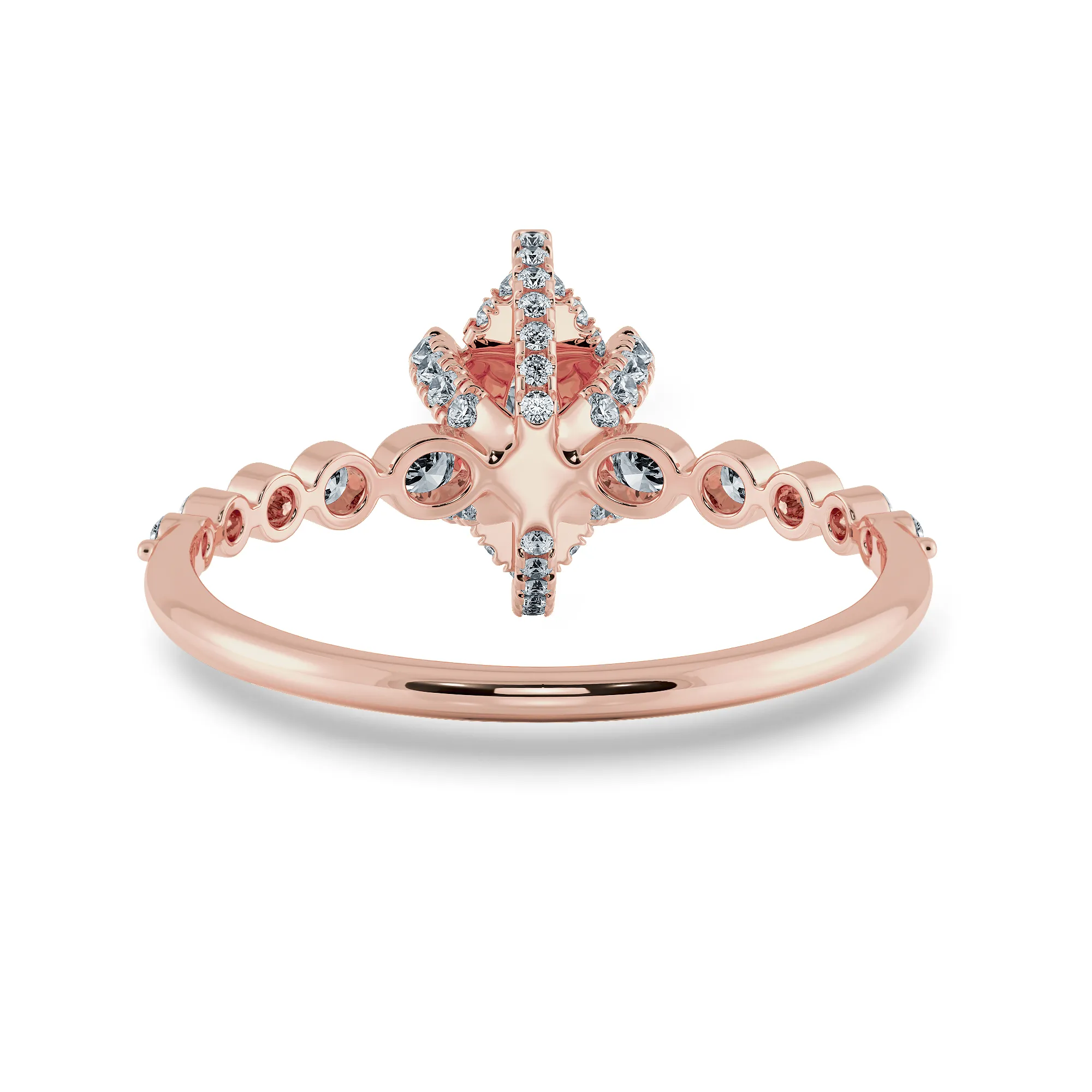 0.30cts. Marquise Cut Solitaire Halo Diamond Accents 18K Rose Gold Ring JL AU 2010R