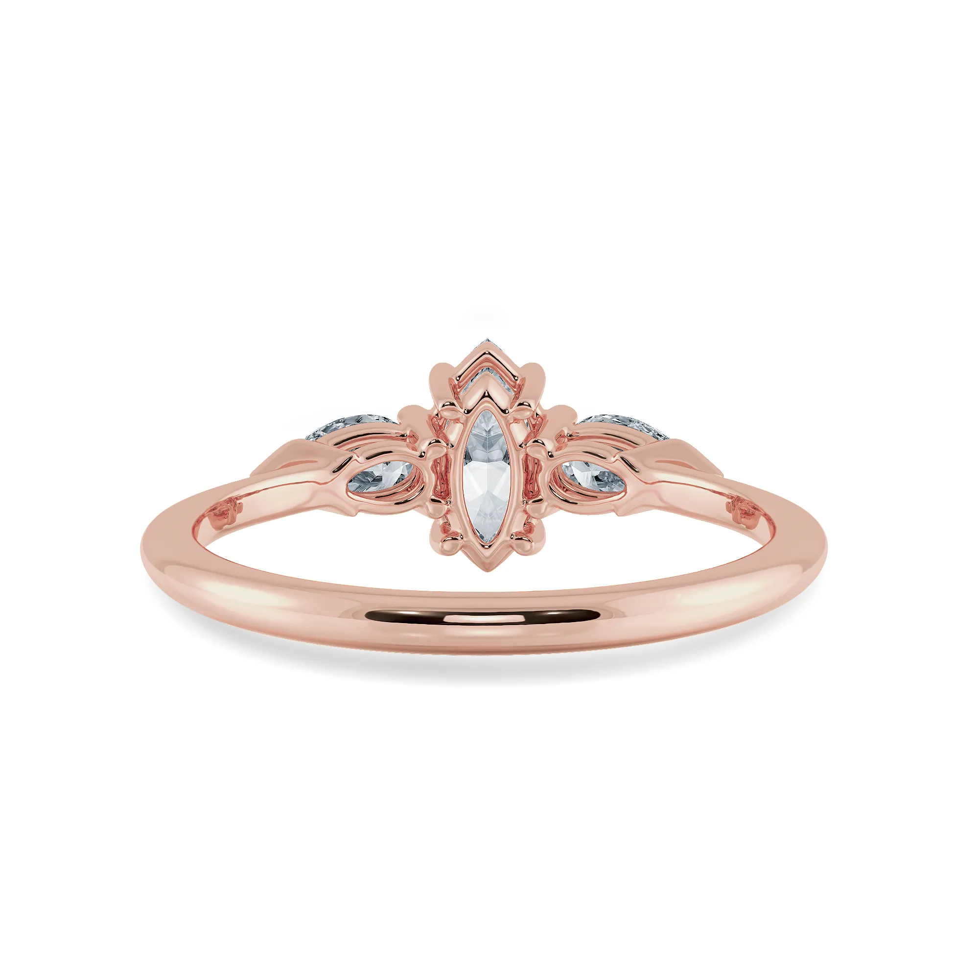 0.30cts. Marquise Cut Solitaire with Pear Cut Diamond Accents 18K Rose Gold Ring JL AU 1208R