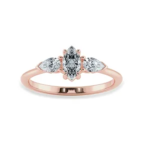 0.30cts. Marquise Cut Solitaire with Pear Cut Diamond Accents 18K Rose Gold Ring JL AU 1208R