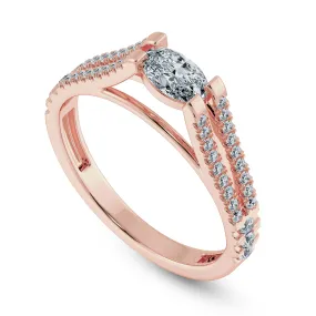 0.30cts. Oval Cut Solitaire Diamond Split Shank 18K Rose Gold Ring JL AU 1182R
