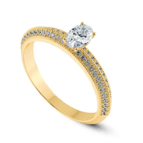 0.30cts. Oval Cut Solitaire Diamond Split Shank 18K Yellow Gold Ring JL AU 1190Y