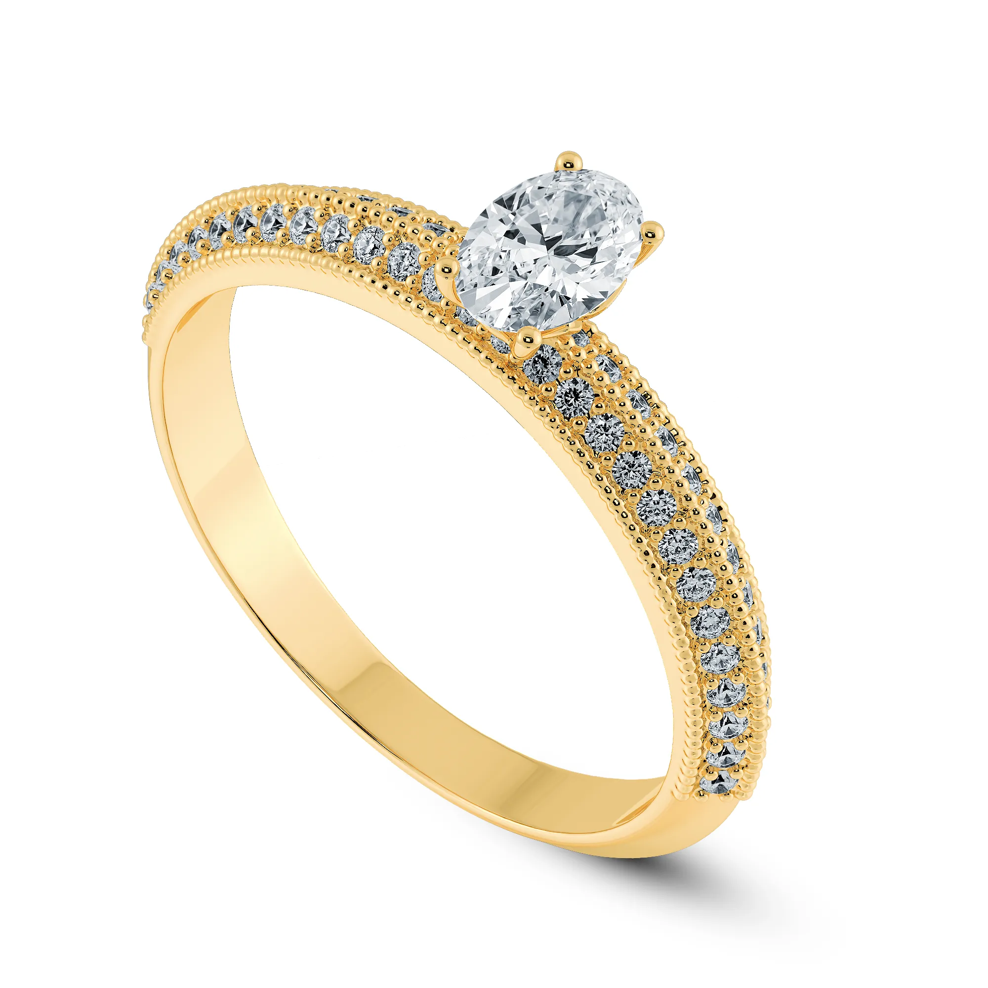 0.30cts. Oval Cut Solitaire Diamond Split Shank 18K Yellow Gold Ring JL AU 1190Y