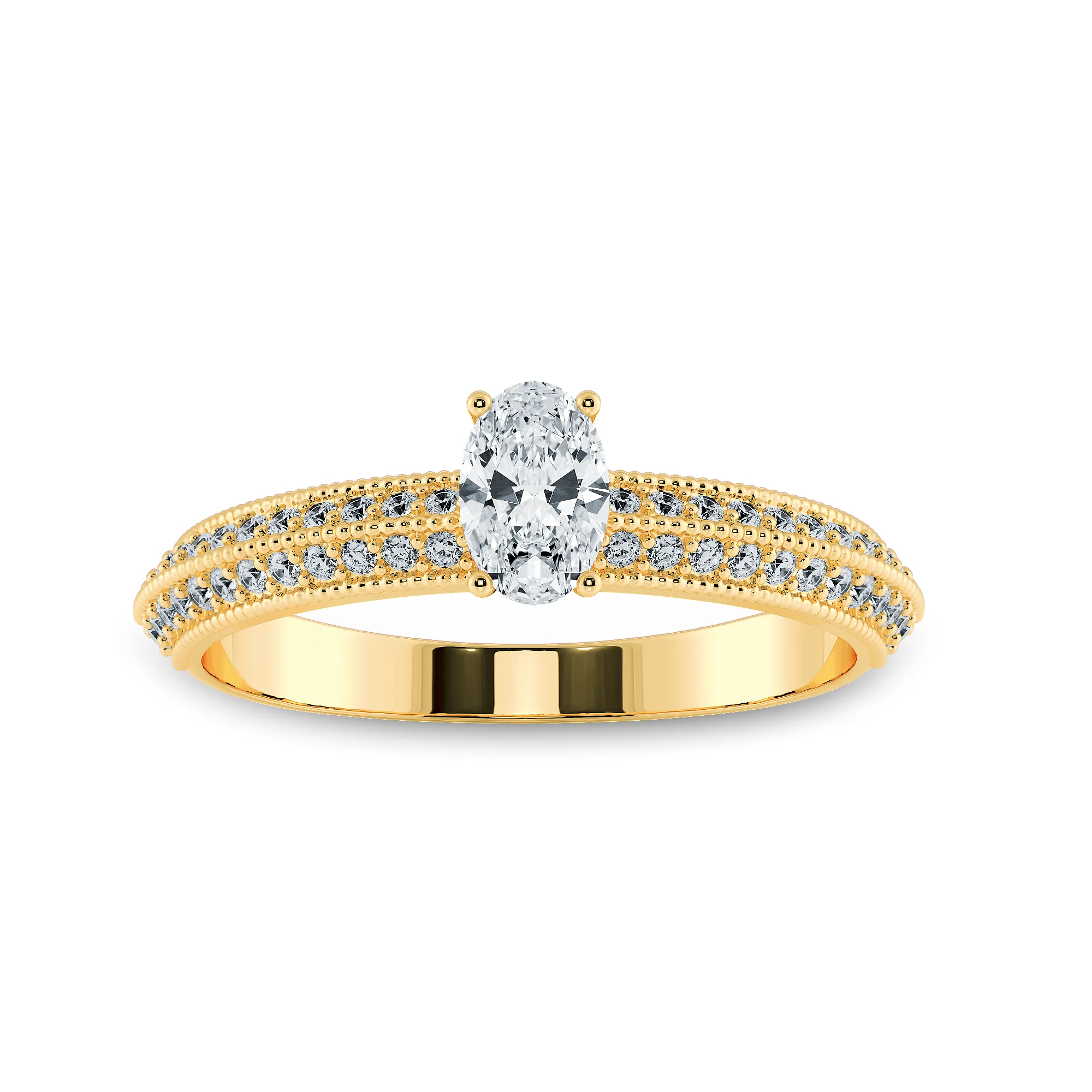 0.30cts. Oval Cut Solitaire Diamond Split Shank 18K Yellow Gold Ring JL AU 1190Y