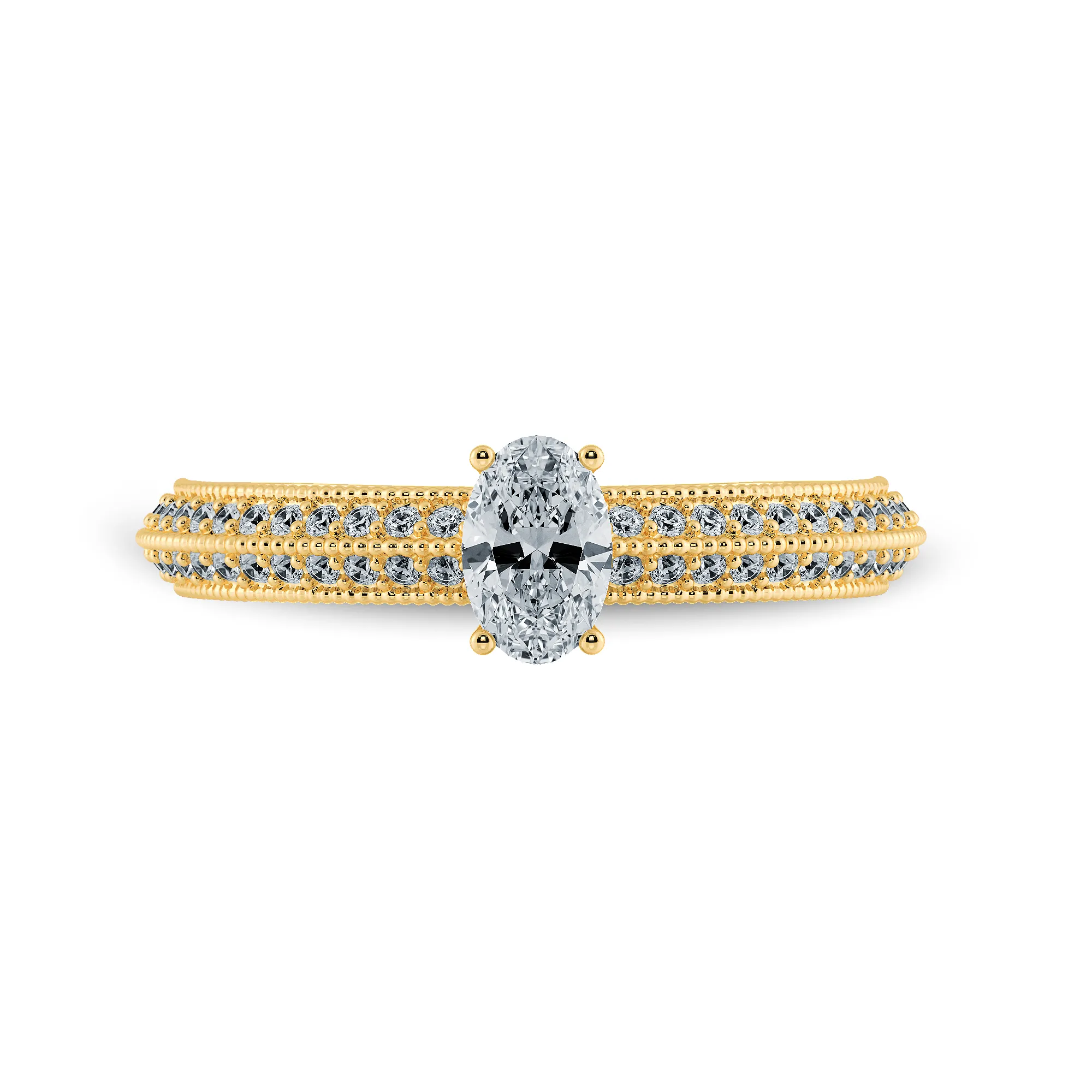 0.30cts. Oval Cut Solitaire Diamond Split Shank 18K Yellow Gold Ring JL AU 1190Y