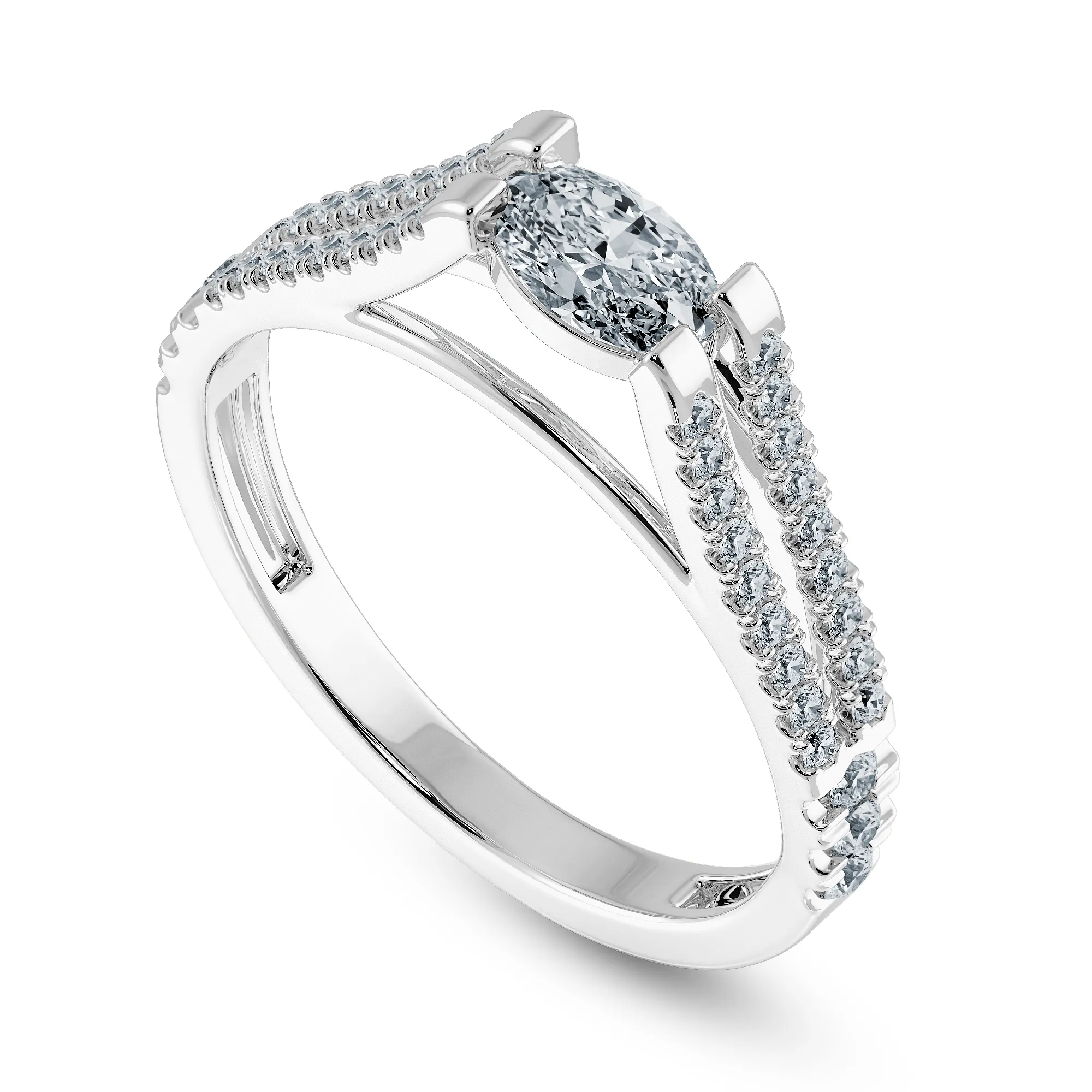 0.30cts Oval Cut Solitaire Diamond Split Shank Platinum Ring JL PT 1182