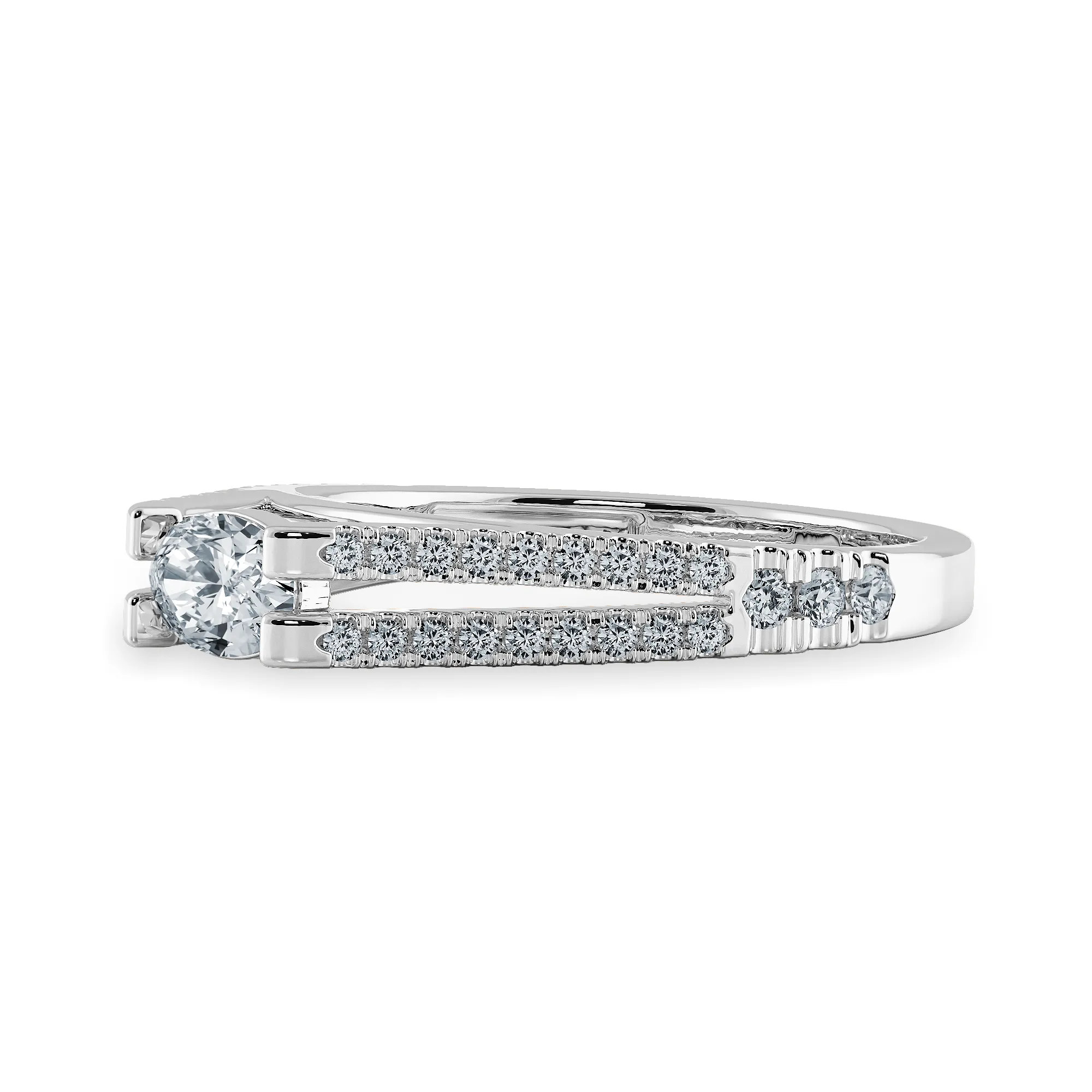 0.30cts Oval Cut Solitaire Diamond Split Shank Platinum Ring JL PT 1182