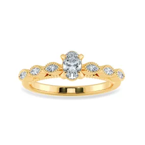 0.30cts. Oval Cut Solitaire Marquise Cut Diamond Accents 18K Yellow Gold Ring JL AU 2017Y